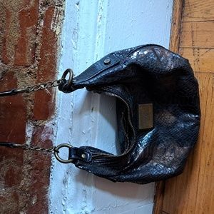 Vera Wang snakeskin handbag two-tone olive green